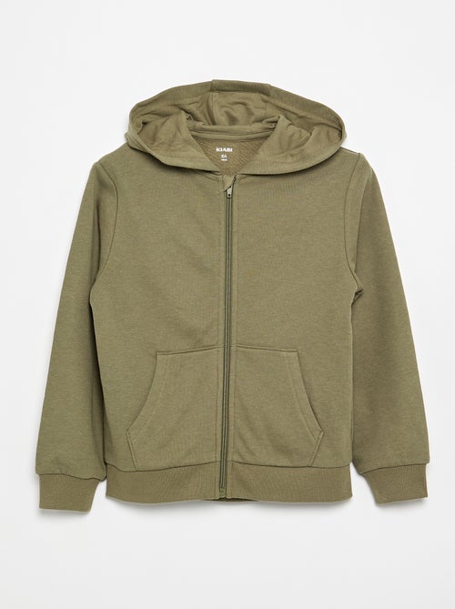 Sudadera lisa con cremallera y capucha - Kiabi