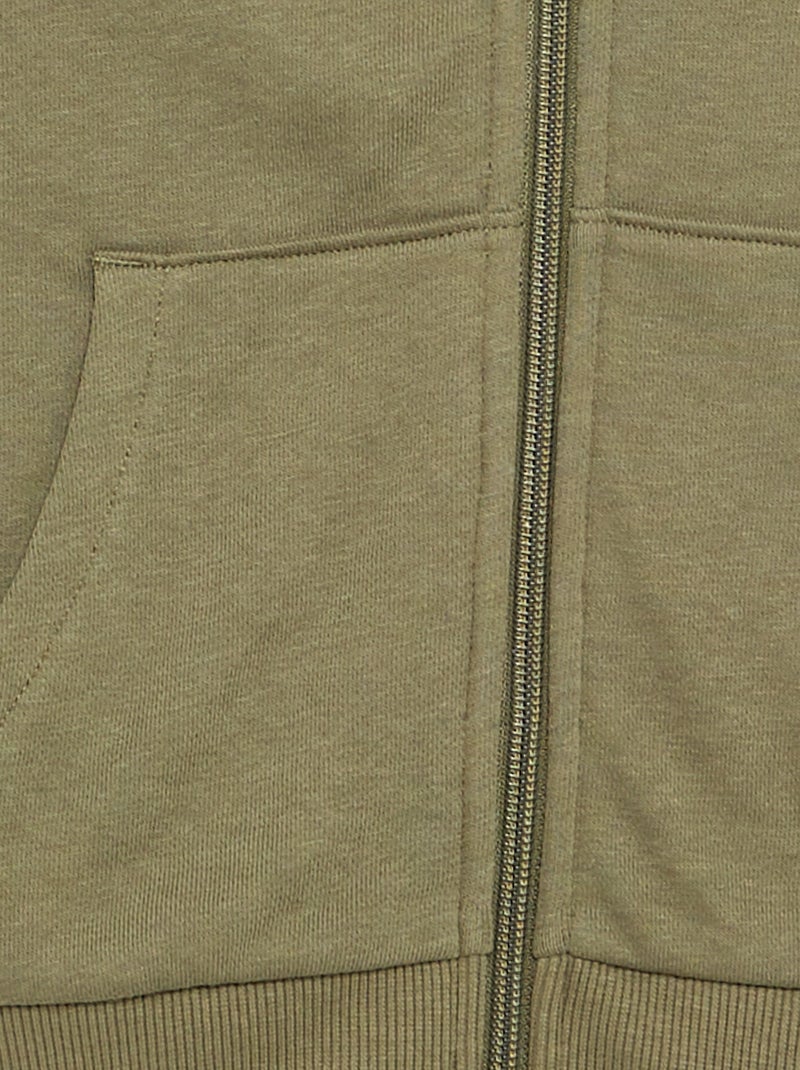Sudadera lisa con cremallera y capucha Verde - Kiabi
