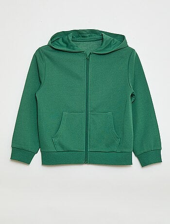 Sudadera lisa con cremallera y capucha