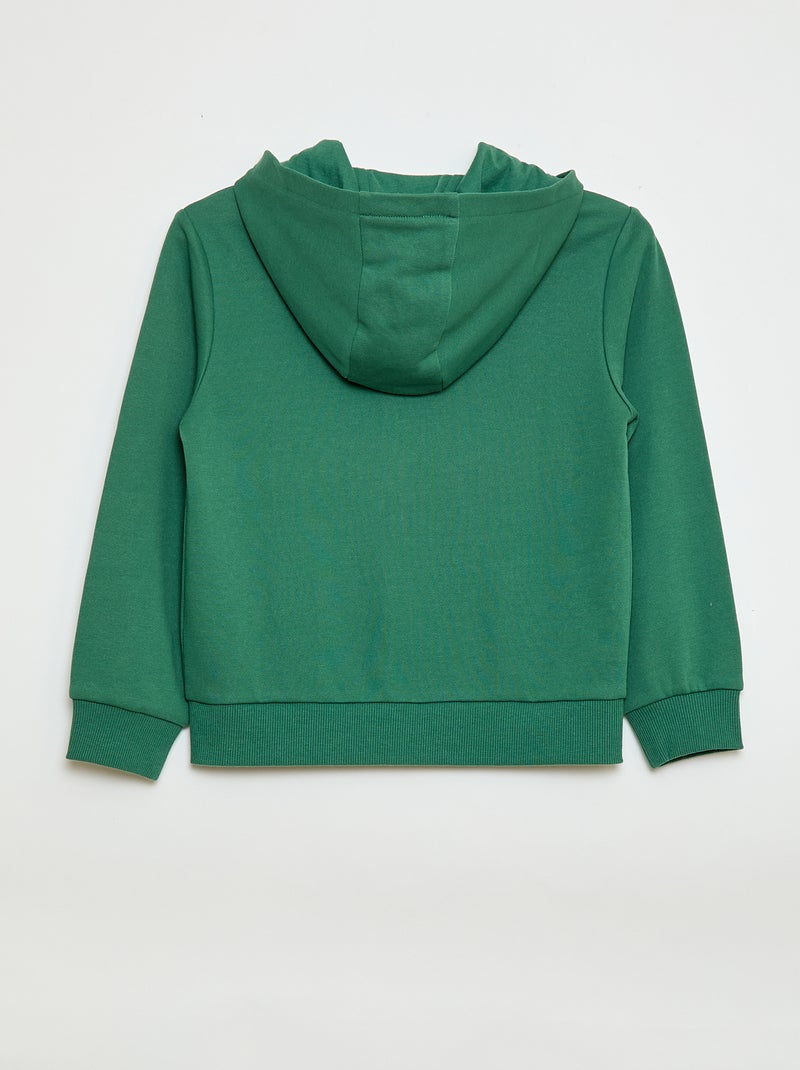 Sudadera lisa con cremallera y capucha Verde - Kiabi