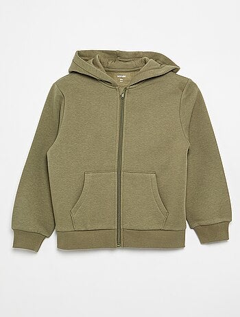 Sudadera lisa con cremallera y capucha