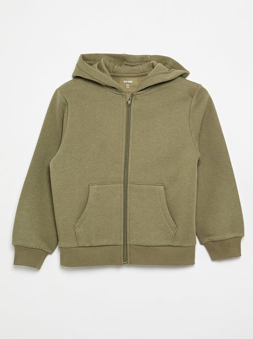 Sudadera lisa con cremallera y capucha - Kiabi