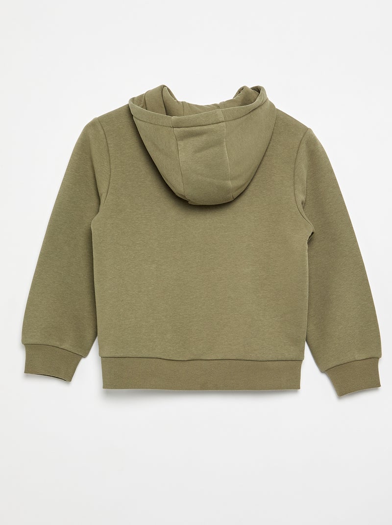 Sudadera lisa con cremallera y capucha Verde - Kiabi