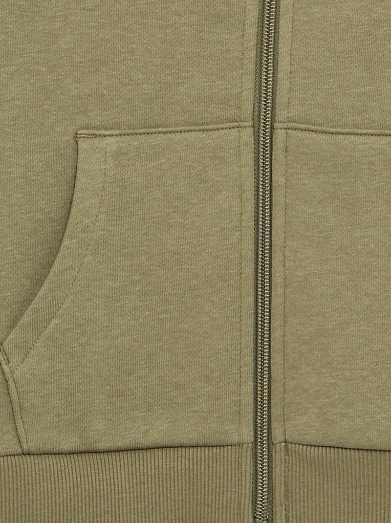 Sudadera lisa con cremallera y capucha Verde - Kiabi