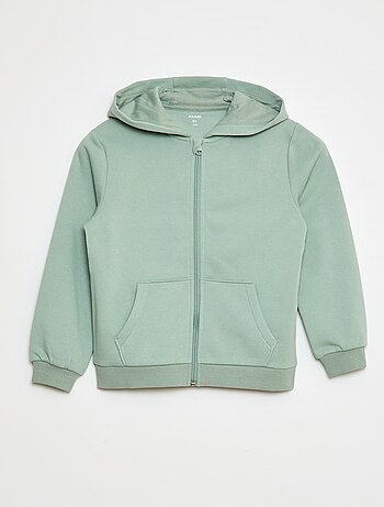 Sudadera lisa con cremallera y capucha