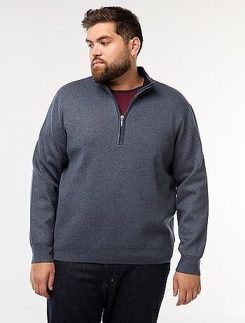 Sudadera lisa con cuello alto con cremallera estilo camionero