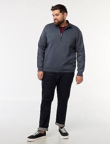 Sudadera lisa con cuello alto con cremallera estilo camionero