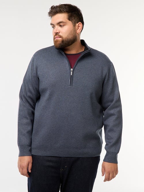 Sudadera lisa con cuello alto con cremallera estilo camionero - Kiabi