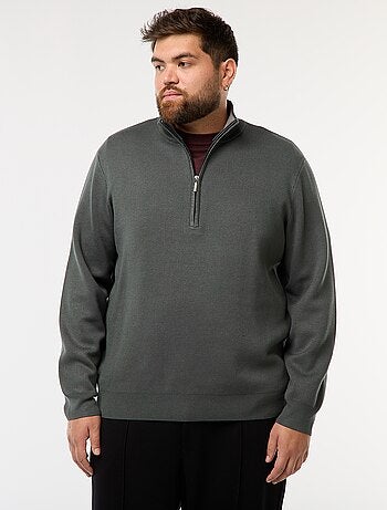 Sudadera lisa con cuello alto con cremallera estilo camionero