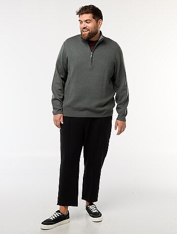 Sudadera lisa con cuello alto con cremallera estilo camionero