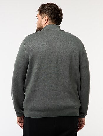 Sudadera lisa con cuello alto con cremallera estilo camionero
