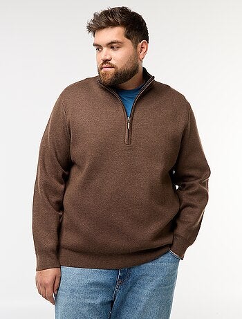 Sudadera lisa con cuello alto con cremallera estilo camionero
