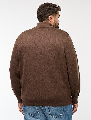 Sudadera lisa con cuello alto con cremallera estilo camionero