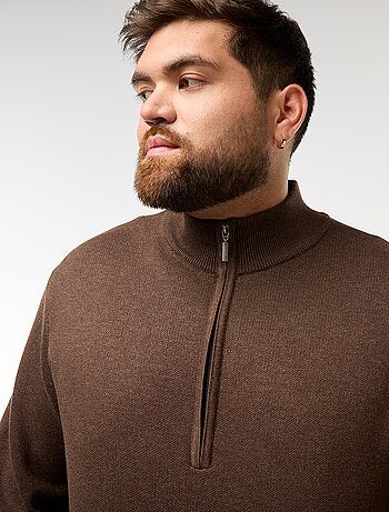 Sudadera lisa con cuello alto con cremallera estilo camionero