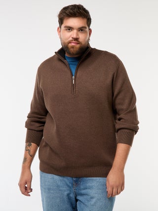Sudadera lisa con cuello alto con cremallera estilo camionero