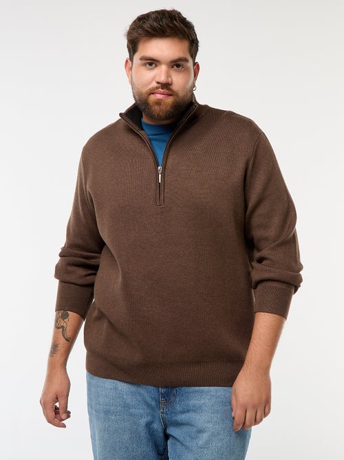 Sudadera lisa con cuello alto con cremallera estilo camionero - Kiabi