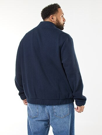 Sudadera lisa con cuello alto y abertura de cremallera