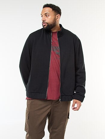 Sudadera lisa con cuello alto y abertura de cremallera