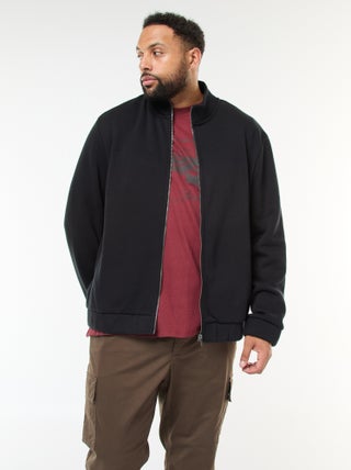 Sudadera lisa con cuello alto y abertura de cremallera