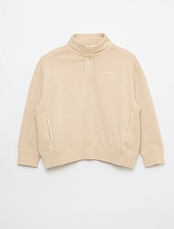 Sudadera lisa con cuello camionero