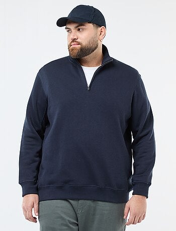 Sudadera lisa con cuello chimenea