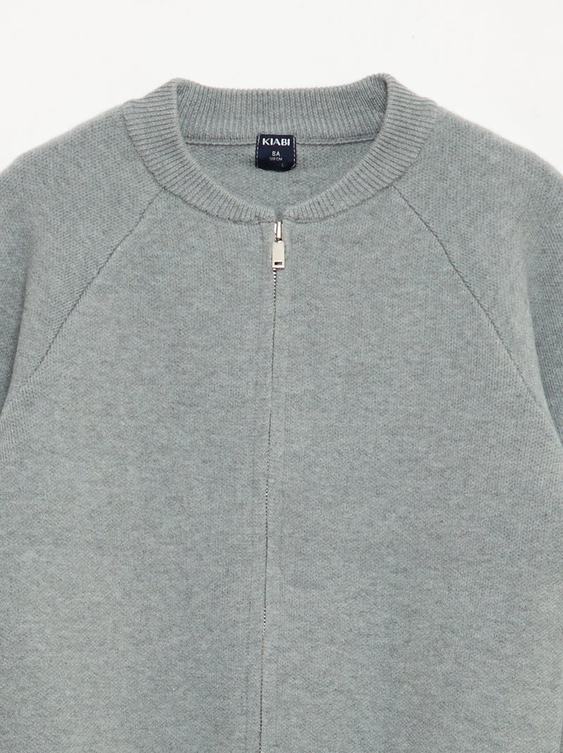 Sudadera lisa con cuello con cremallera Gris - Kiabi