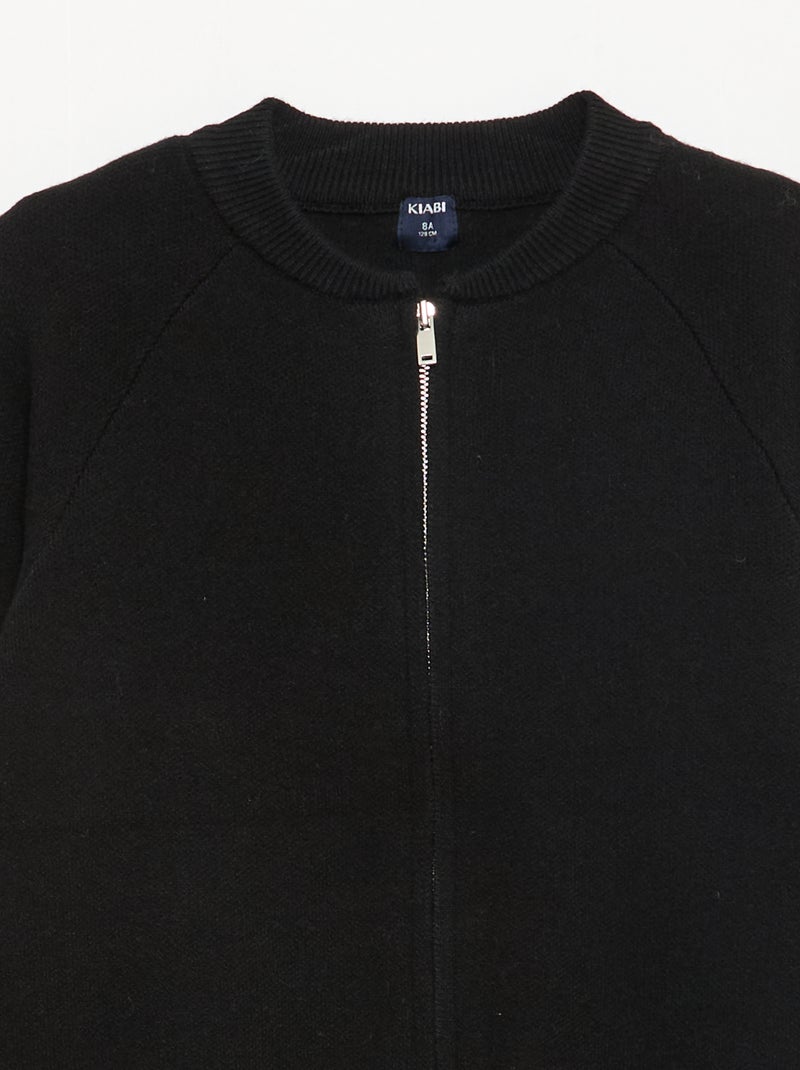 Sudadera lisa con cuello con cremallera Negro - Kiabi