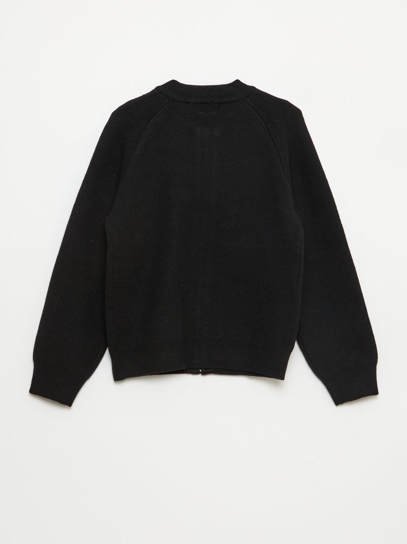 Sudadera lisa con cuello con cremallera Negro - Kiabi