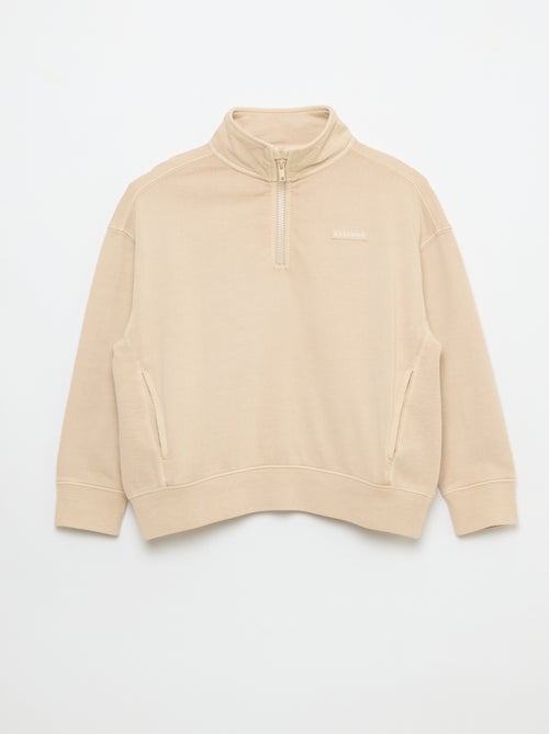 Sudadera lisa con cuello cremallera - Kiabi