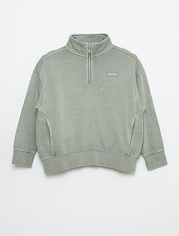 Sudadera lisa con cuello cremallera