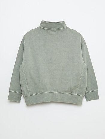 Sudadera lisa con cuello cremallera