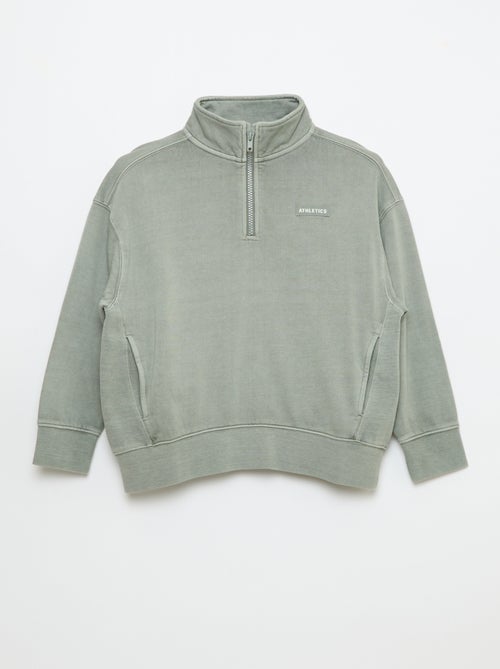 Sudadera lisa con cuello cremallera - Kiabi