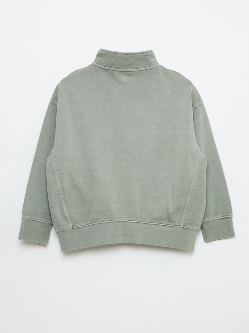Sudadera lisa con cuello cremallera Gris - Kiabi