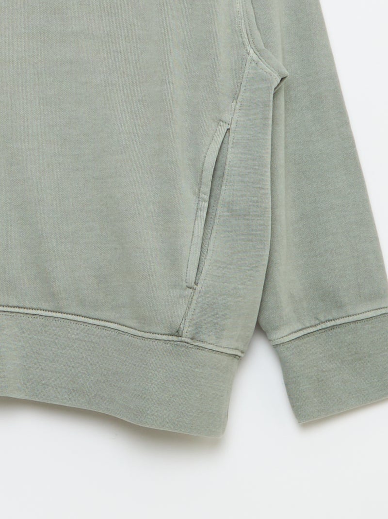 Sudadera lisa con cuello cremallera Gris - Kiabi