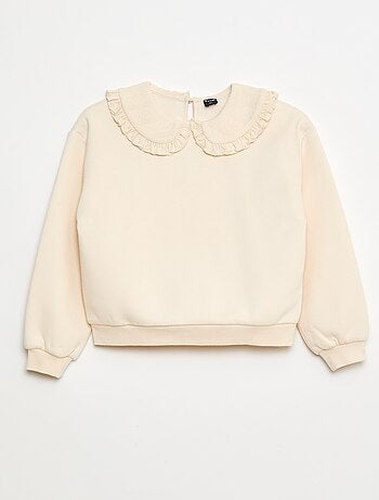Sudadera lisa con cuello fantasía