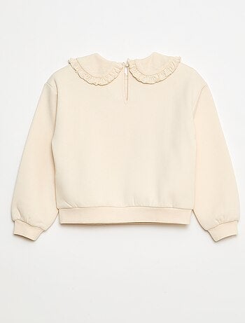 Sudadera lisa con cuello fantasía