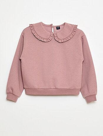Sudadera lisa con cuello fantasía