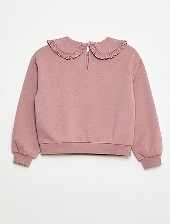 Sudadera lisa con cuello fantasía