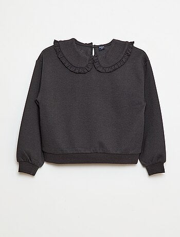 Sudadera lisa con cuello fantasía