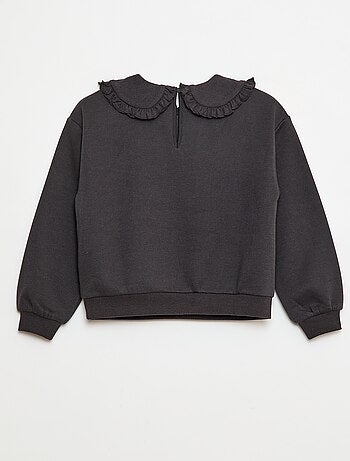 Sudadera lisa con cuello fantasía