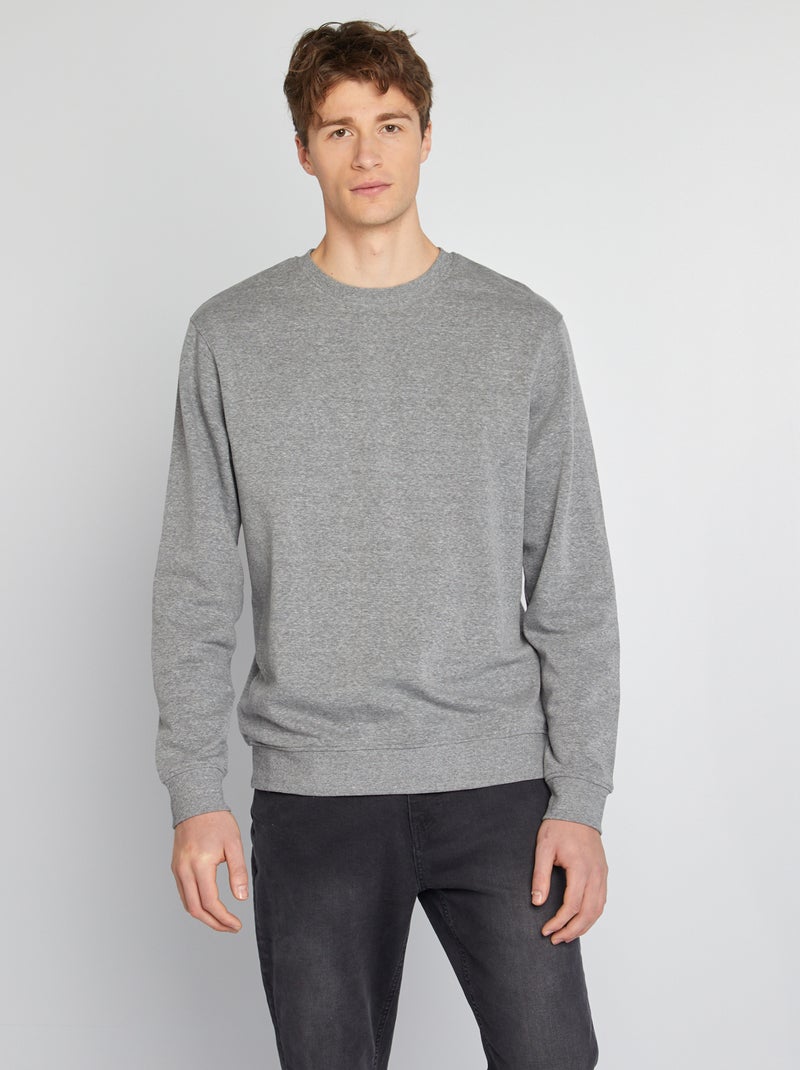Sudadera lisa con cuello redondo +1,90 m GRIS - Kiabi
