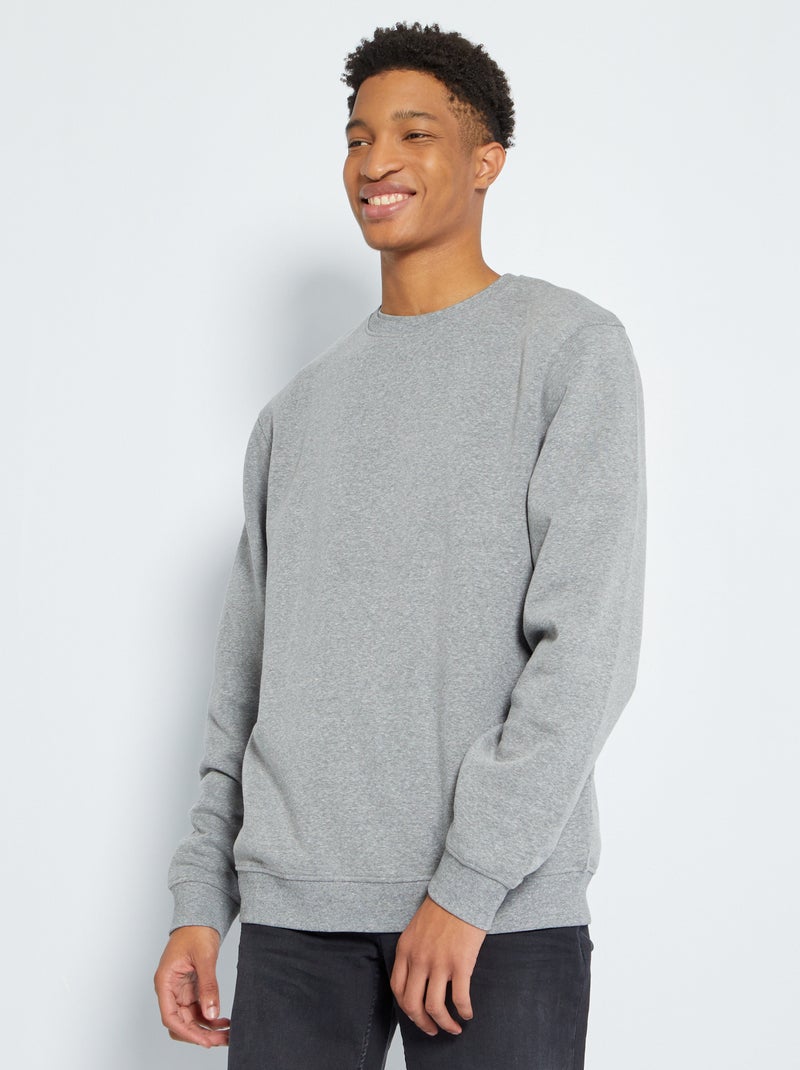 Sudadera lisa con cuello redondo +1,90 m GRIS - Kiabi