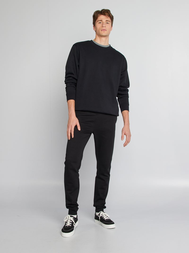 Sudadera lisa con cuello redondo +1,90 m Negro - Kiabi