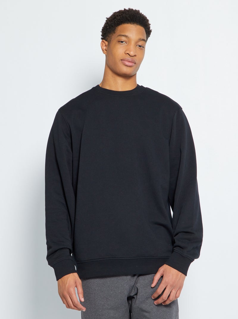 Sudadera lisa con cuello redondo +1,90 m Negro - Kiabi