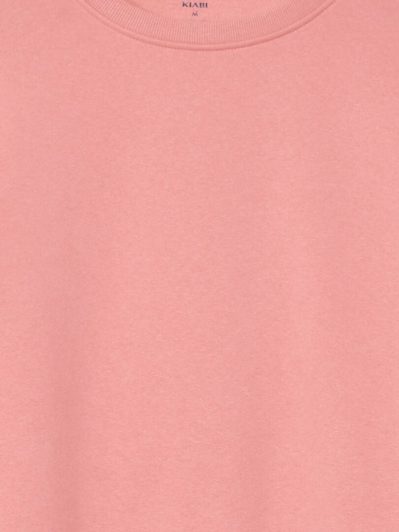 Sudadera lisa con cuello redondo +1,90 m rosa - Kiabi