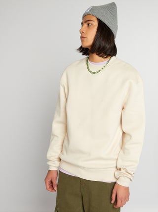 Sudadera lisa con cuello redondo