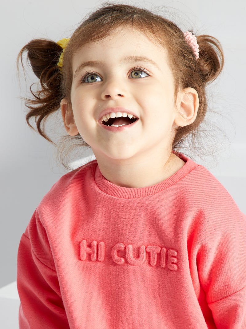 Sudadera lisa con mensaje 3D ROSA - Kiabi