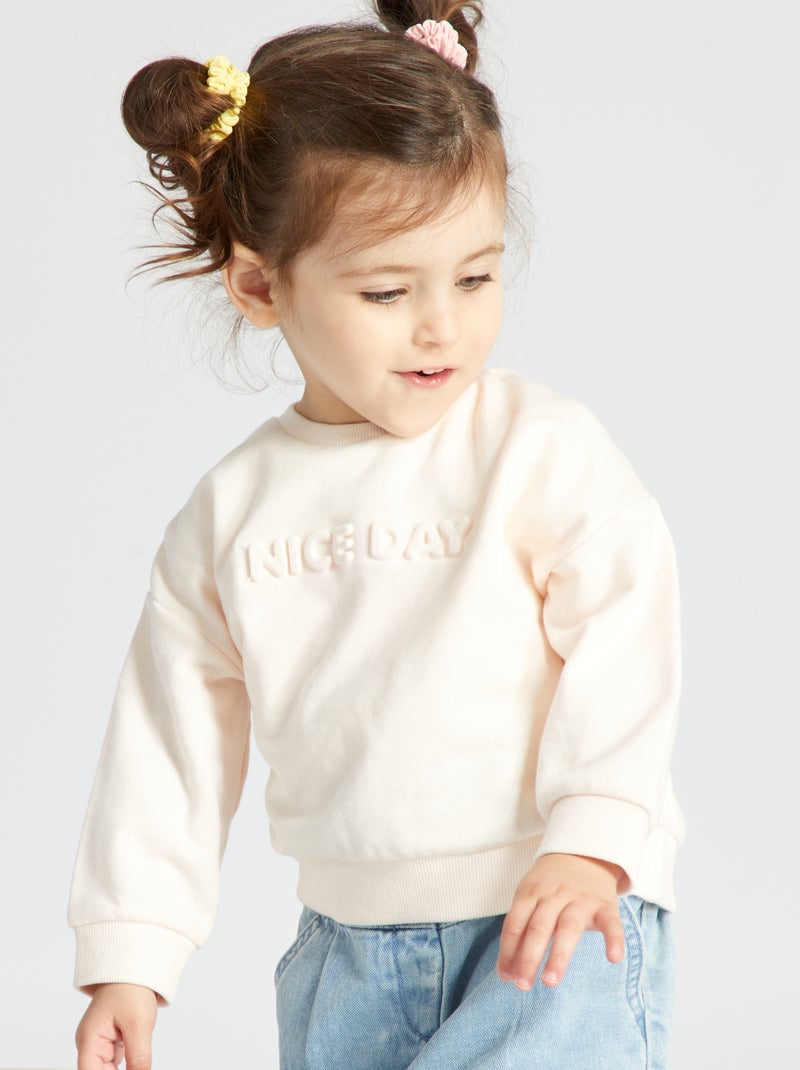 Sudadera lisa con mensaje 3D ROSA - Kiabi