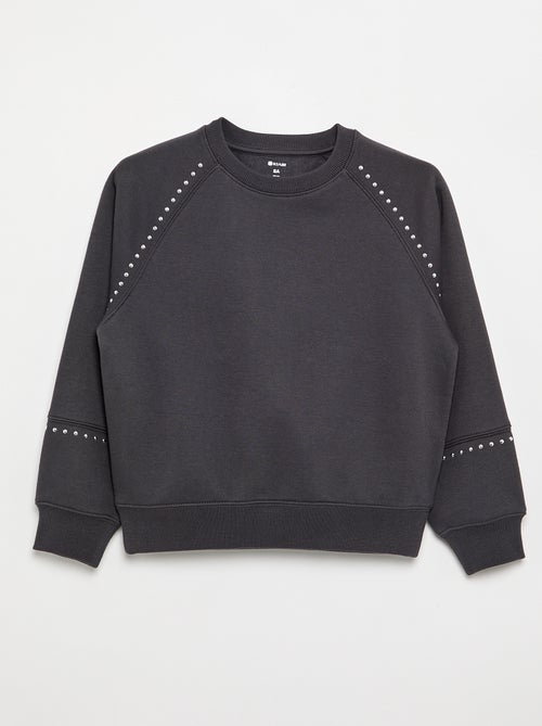 Sudadera lisa con tachuelas - Kiabi