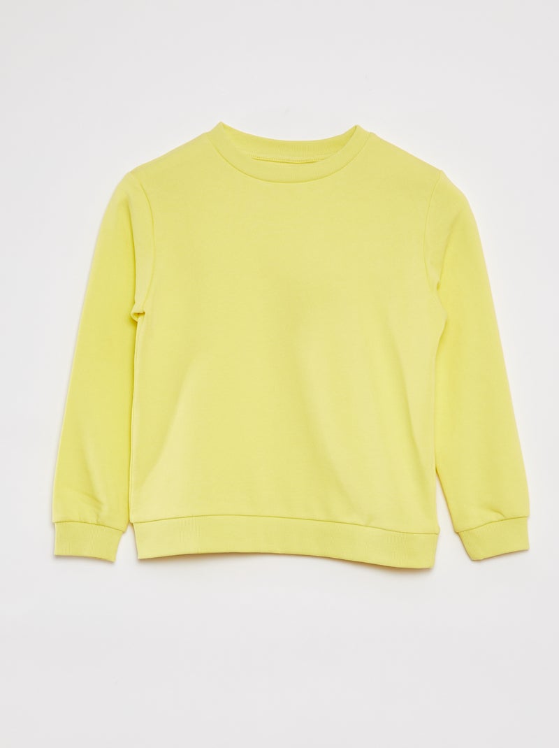 Sudadera lisa de chándal con cuello redondo AMARILLO - Kiabi
